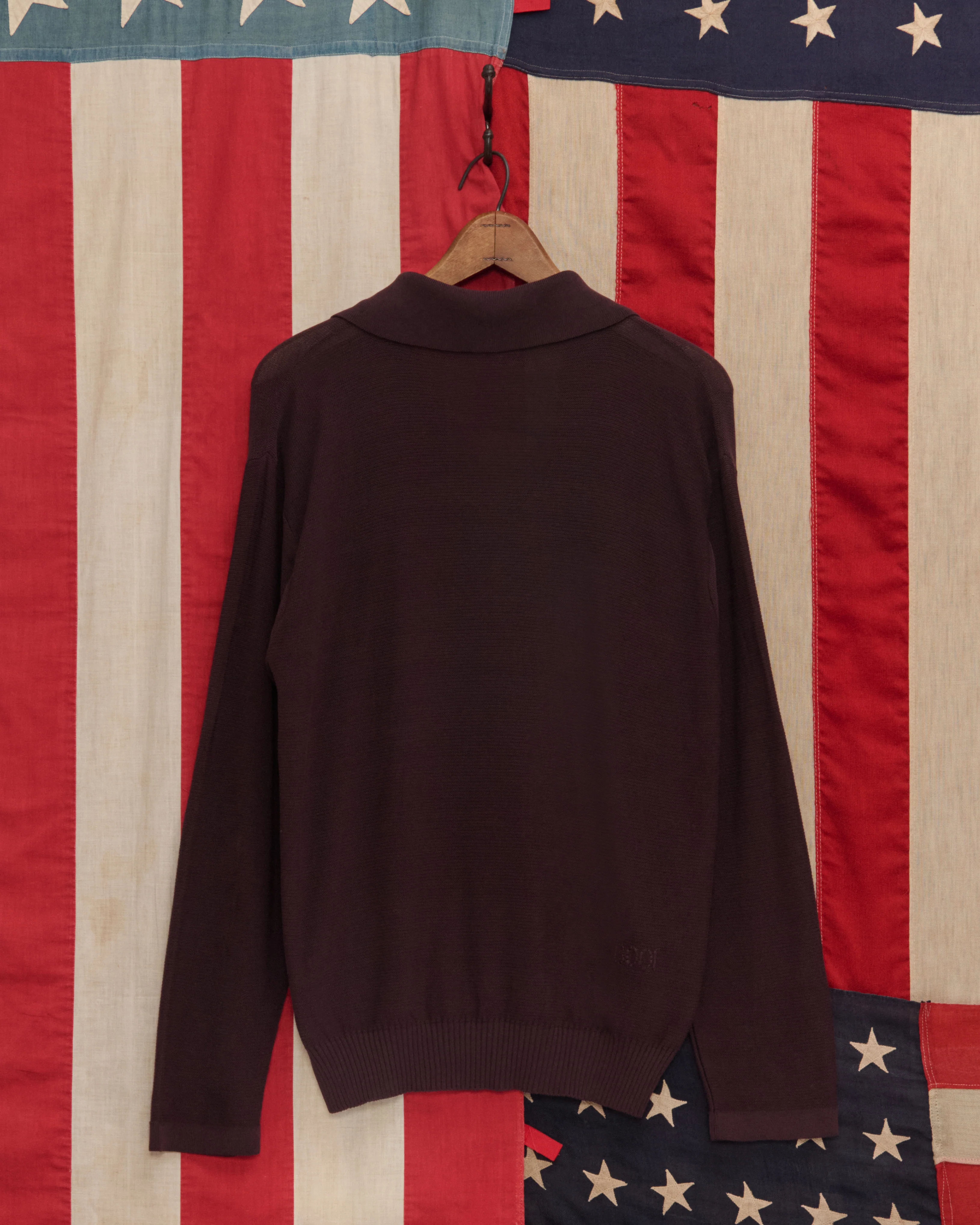 Boxy Long Sleeve Polo - Brown - Image 2