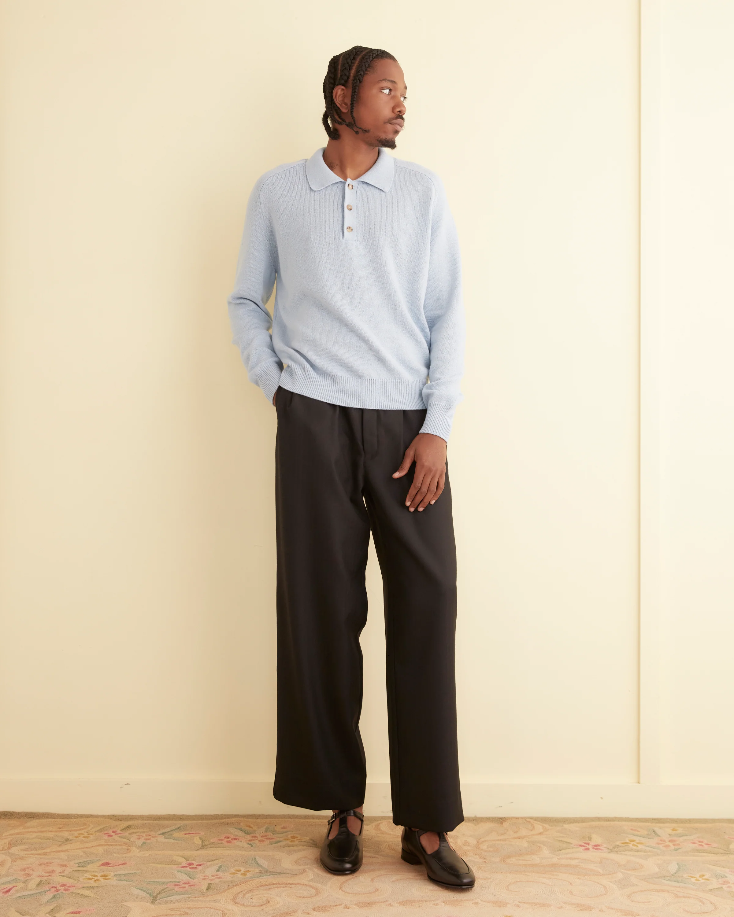 Cashmere Polo - Light Blue