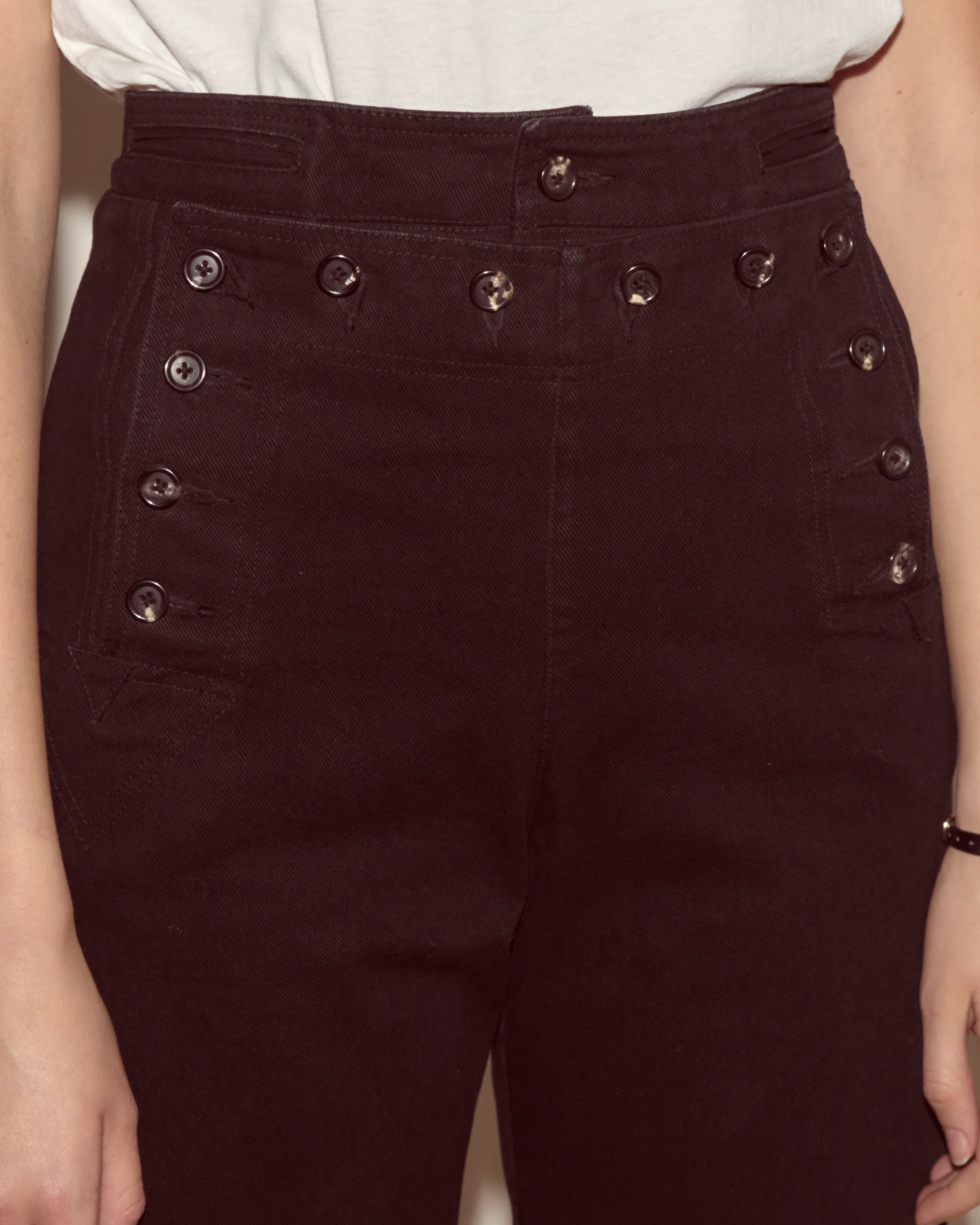 Denim Sailor Trousers - Black - Image 4