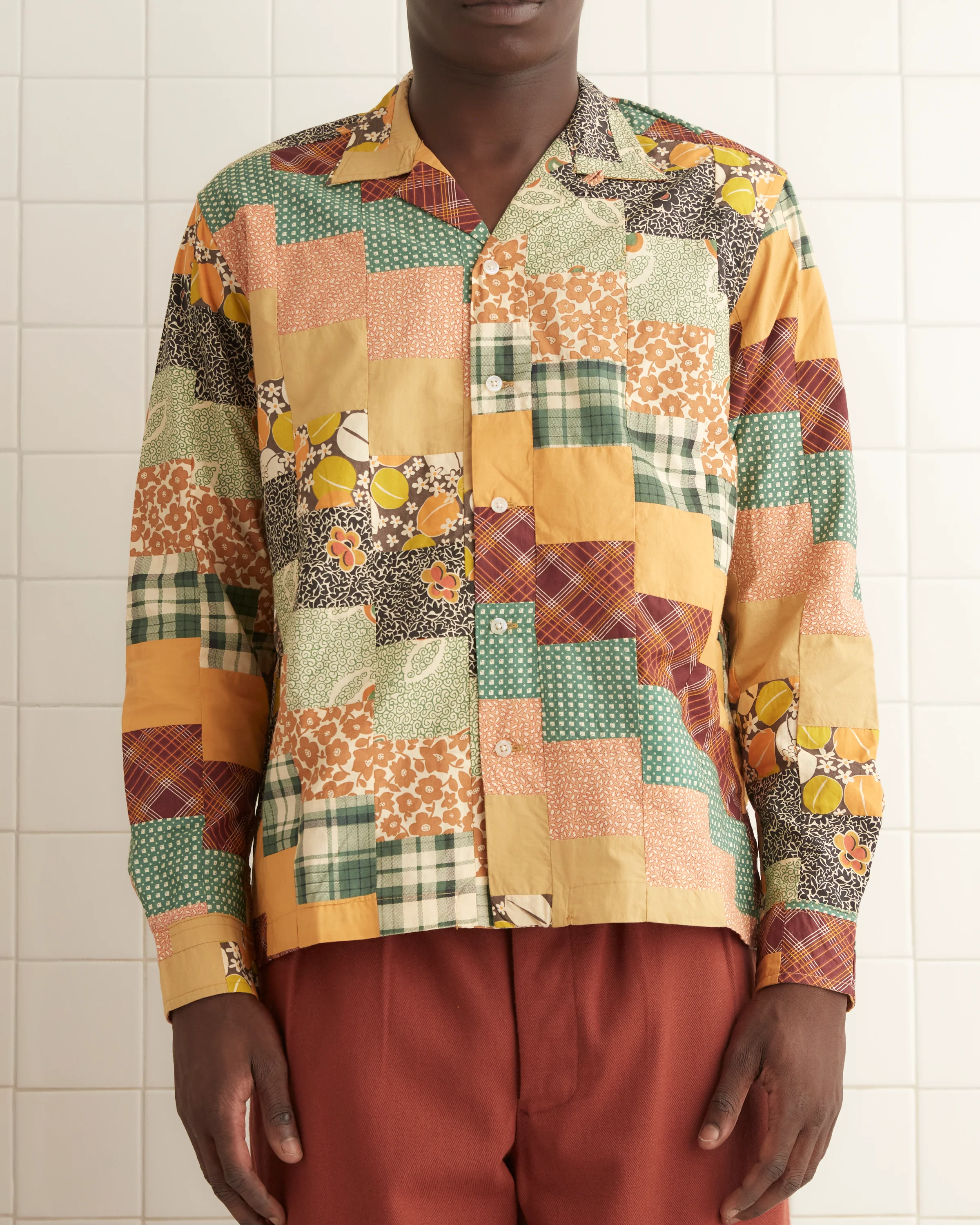 Diagonal Square Patchwork Shirt