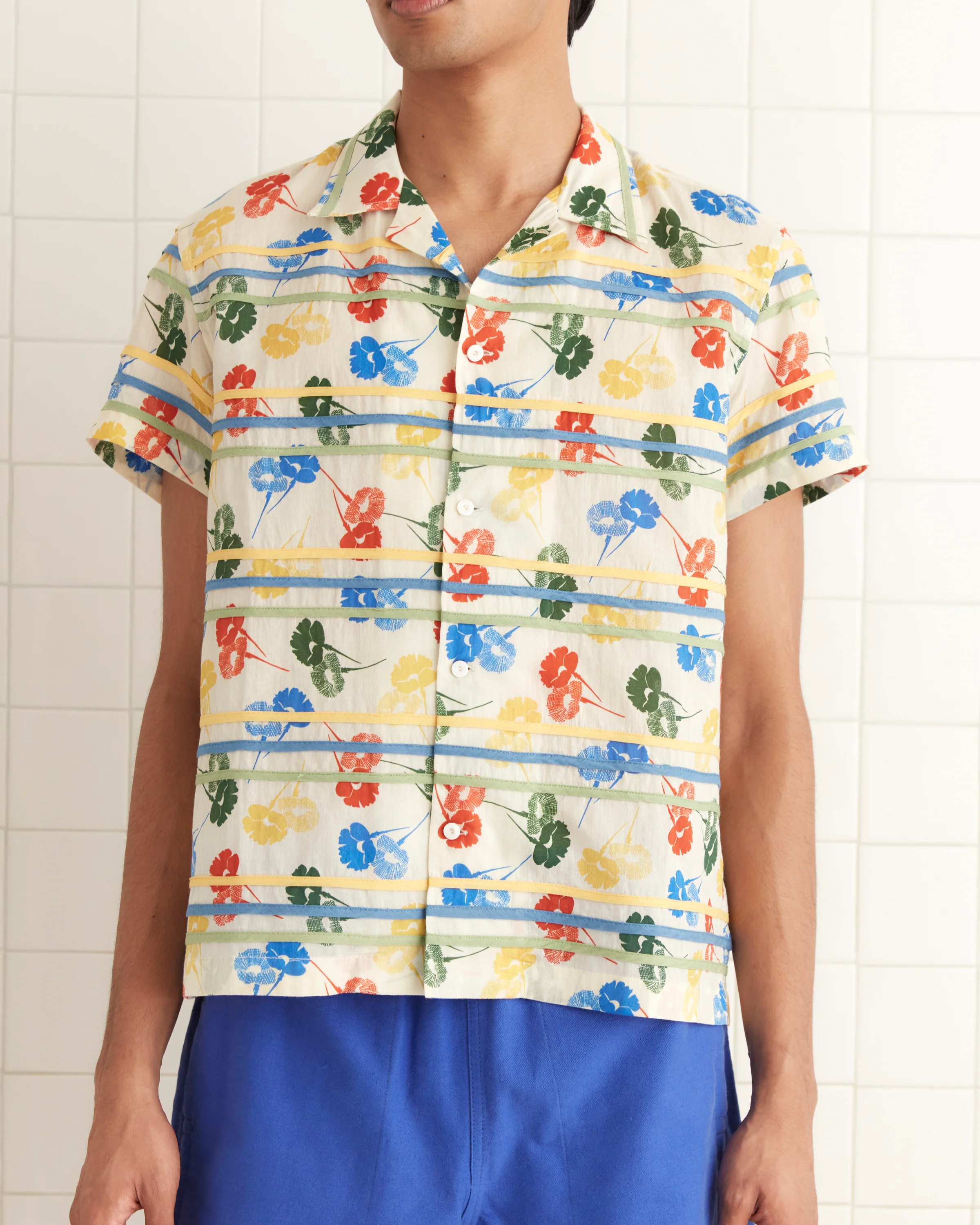Flower Stamp Short Sleeve Shirt - Image 2