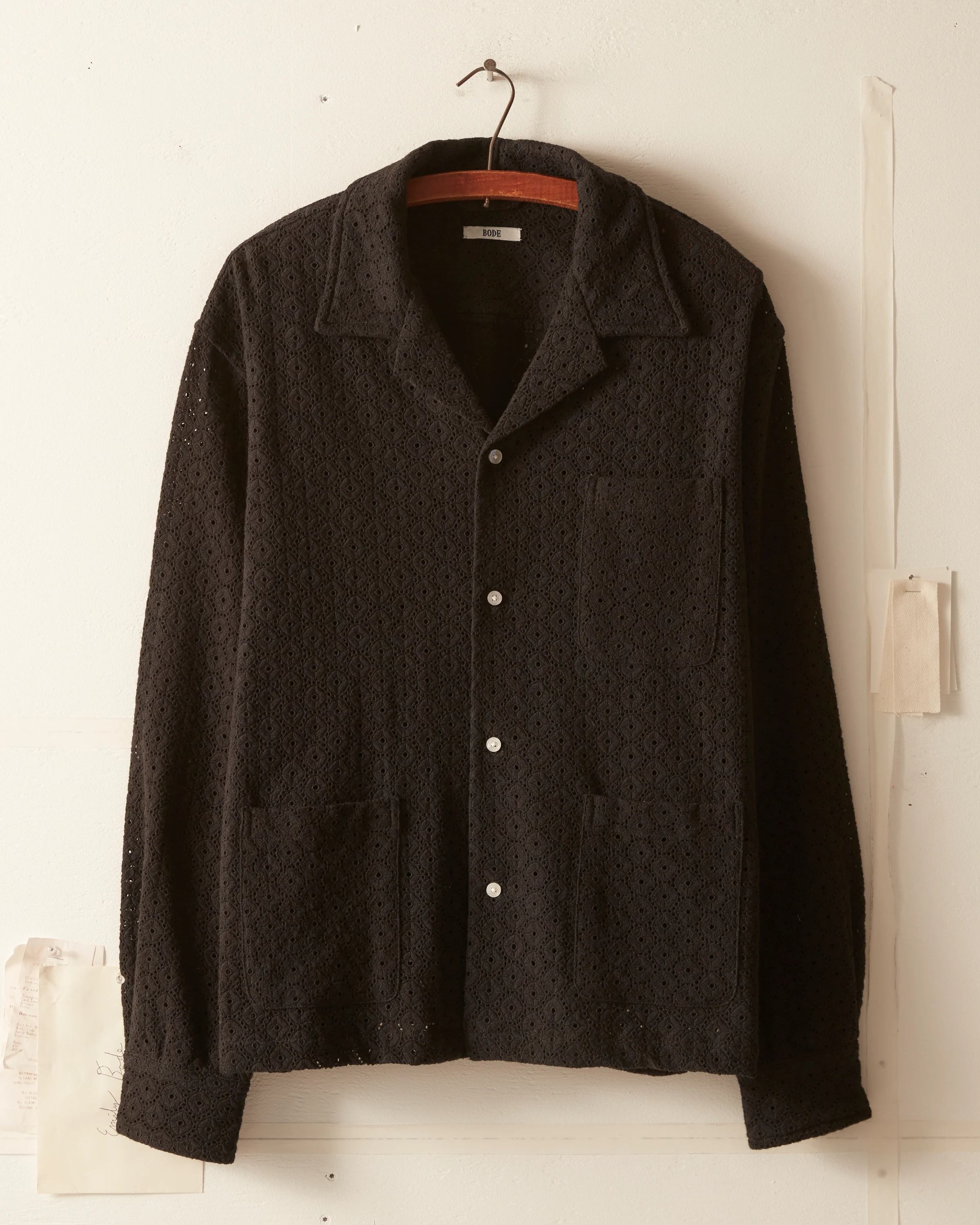 Geo Lace Overshirt - Black