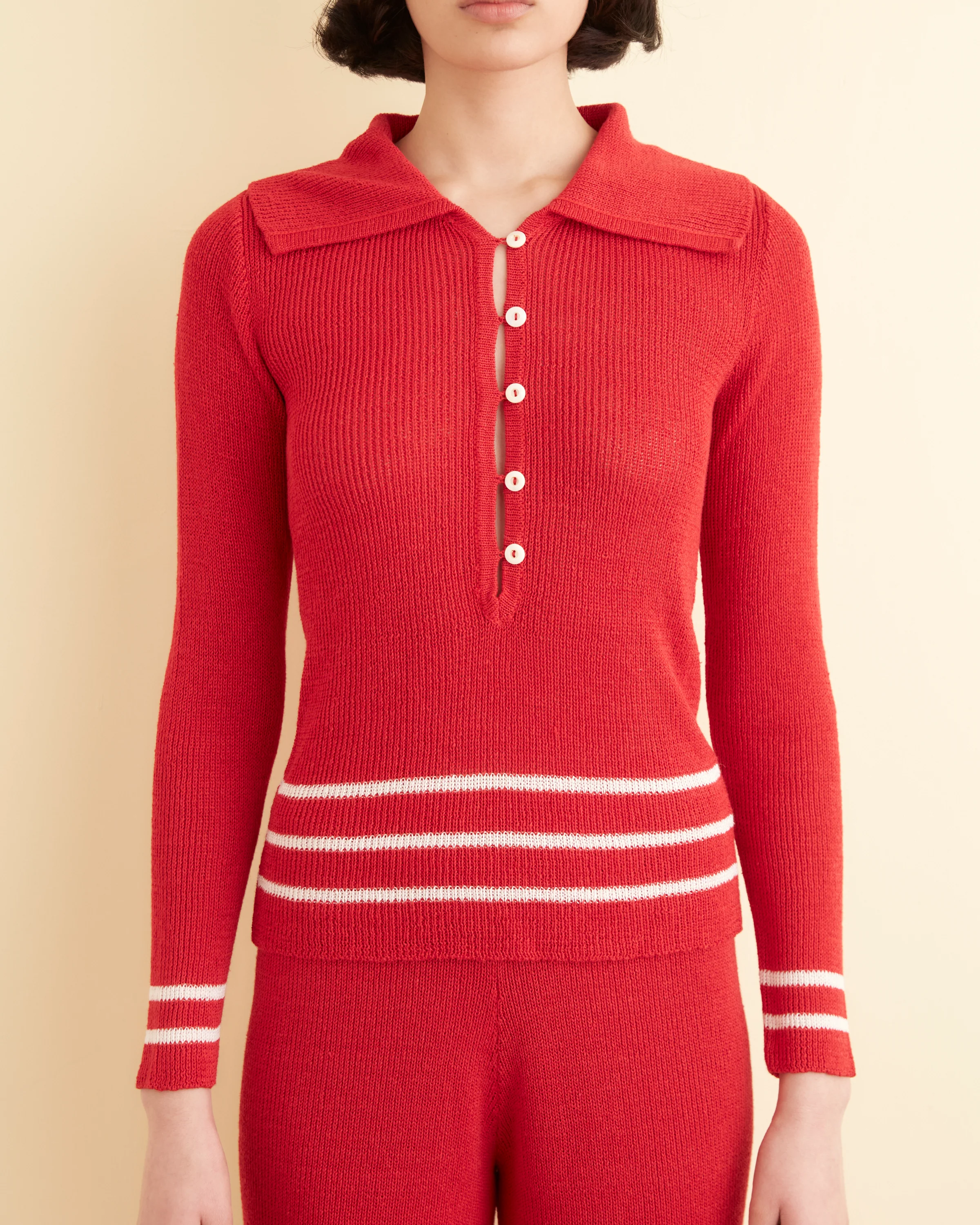 Quincy Stripe Polo - Red - Image 2