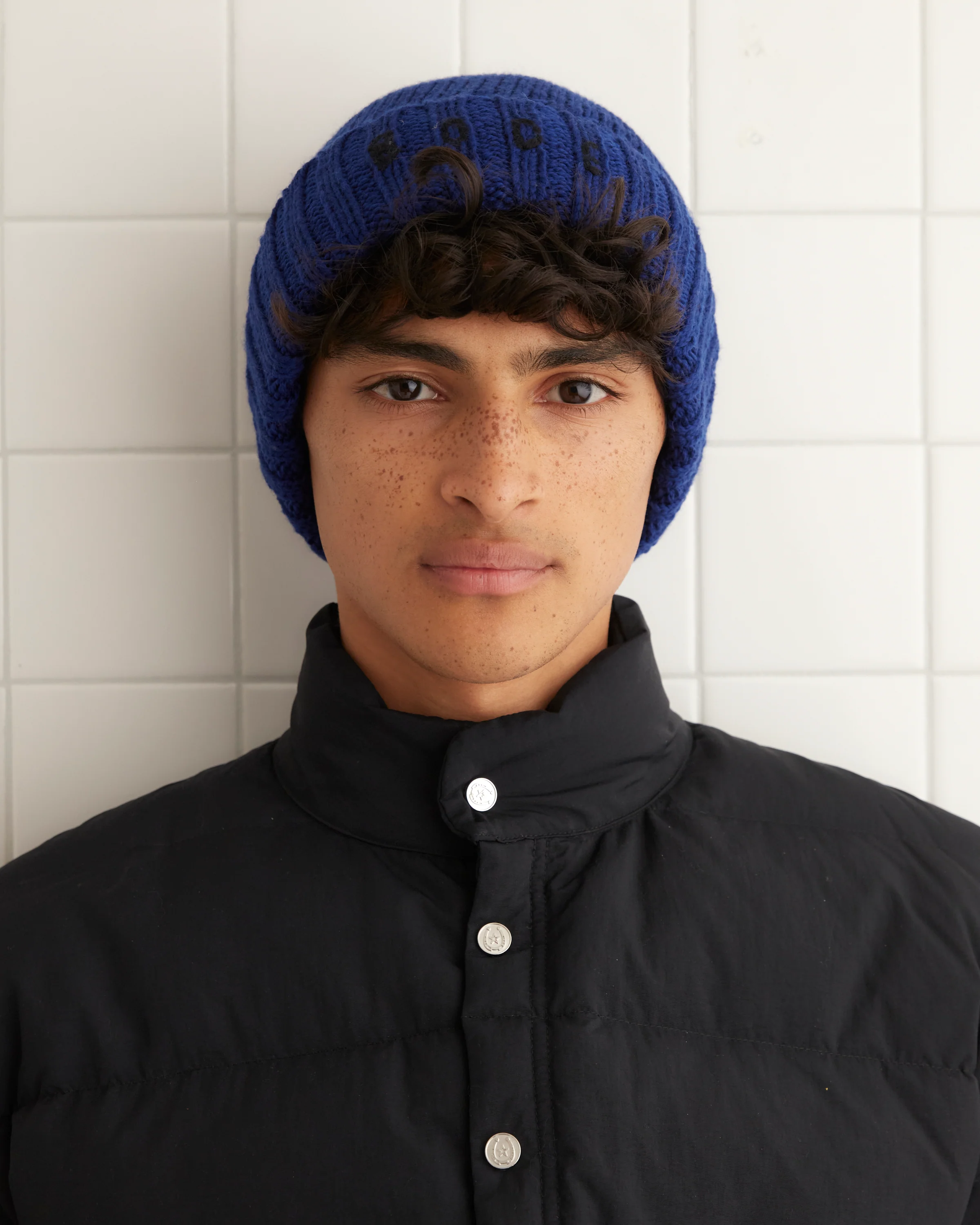 Roll-Up Tassel Beanie - Navy - Image 3