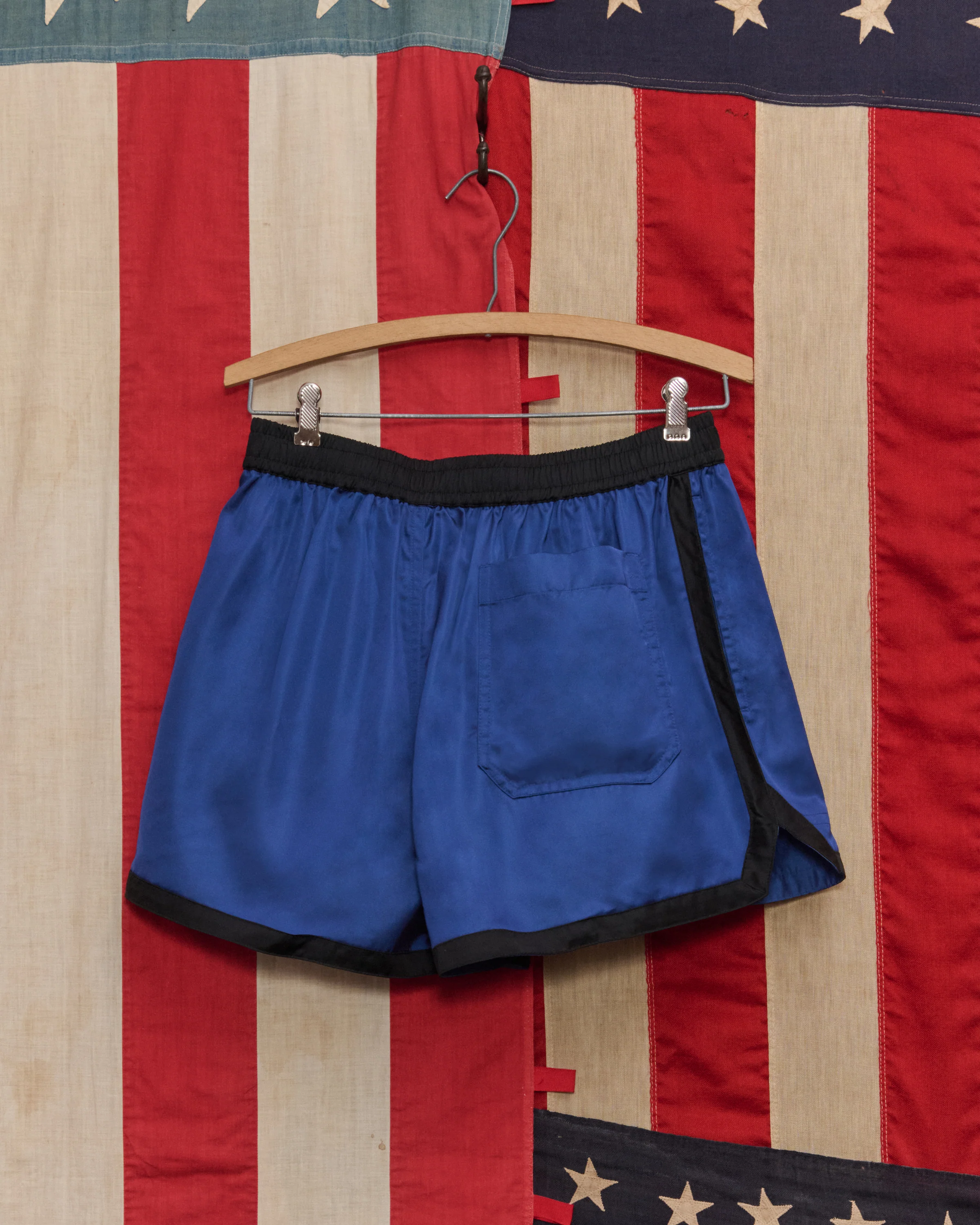 Satin Gym Shorts - Blue/Black - Image 2