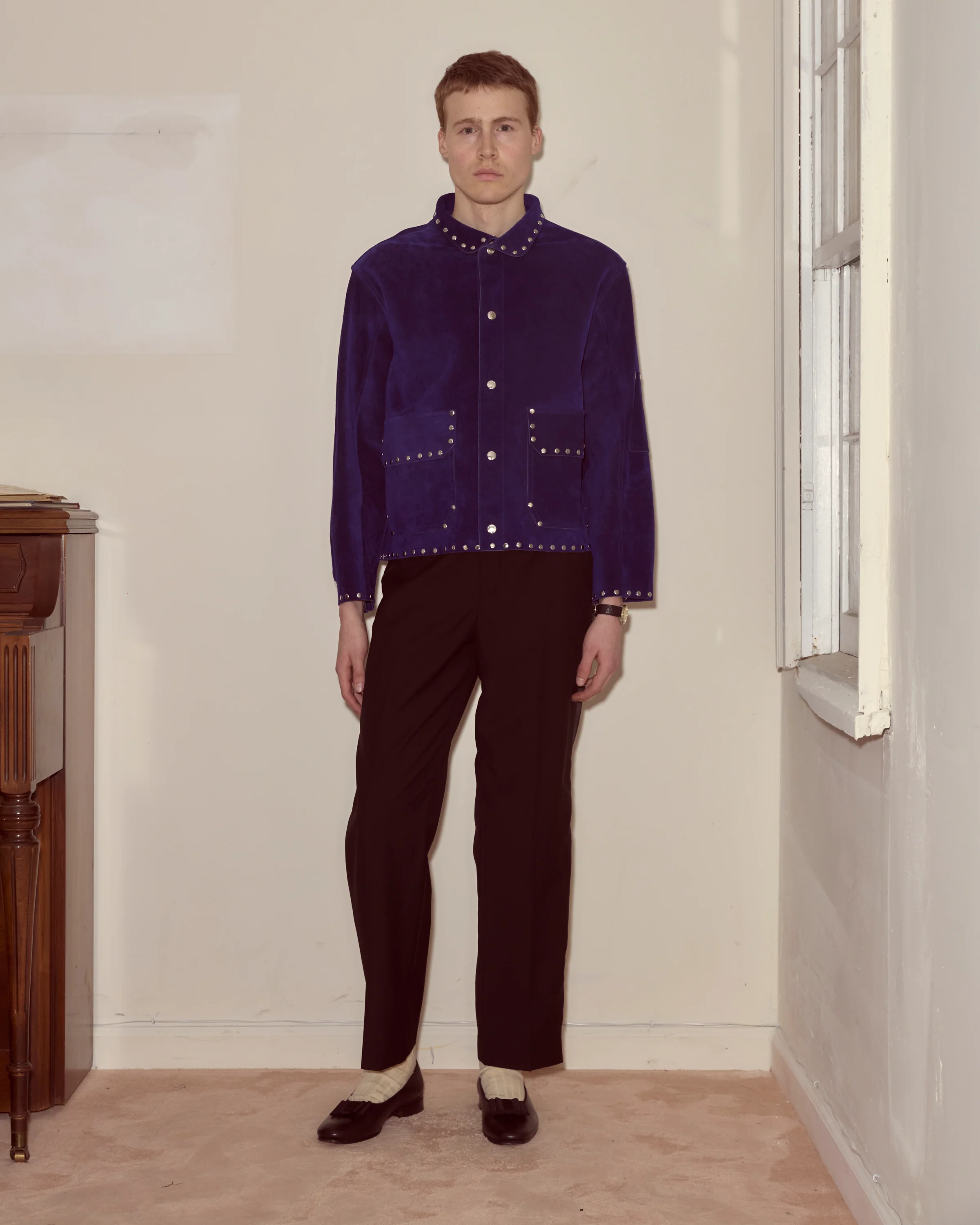 Studded Welding Jacket - Blue