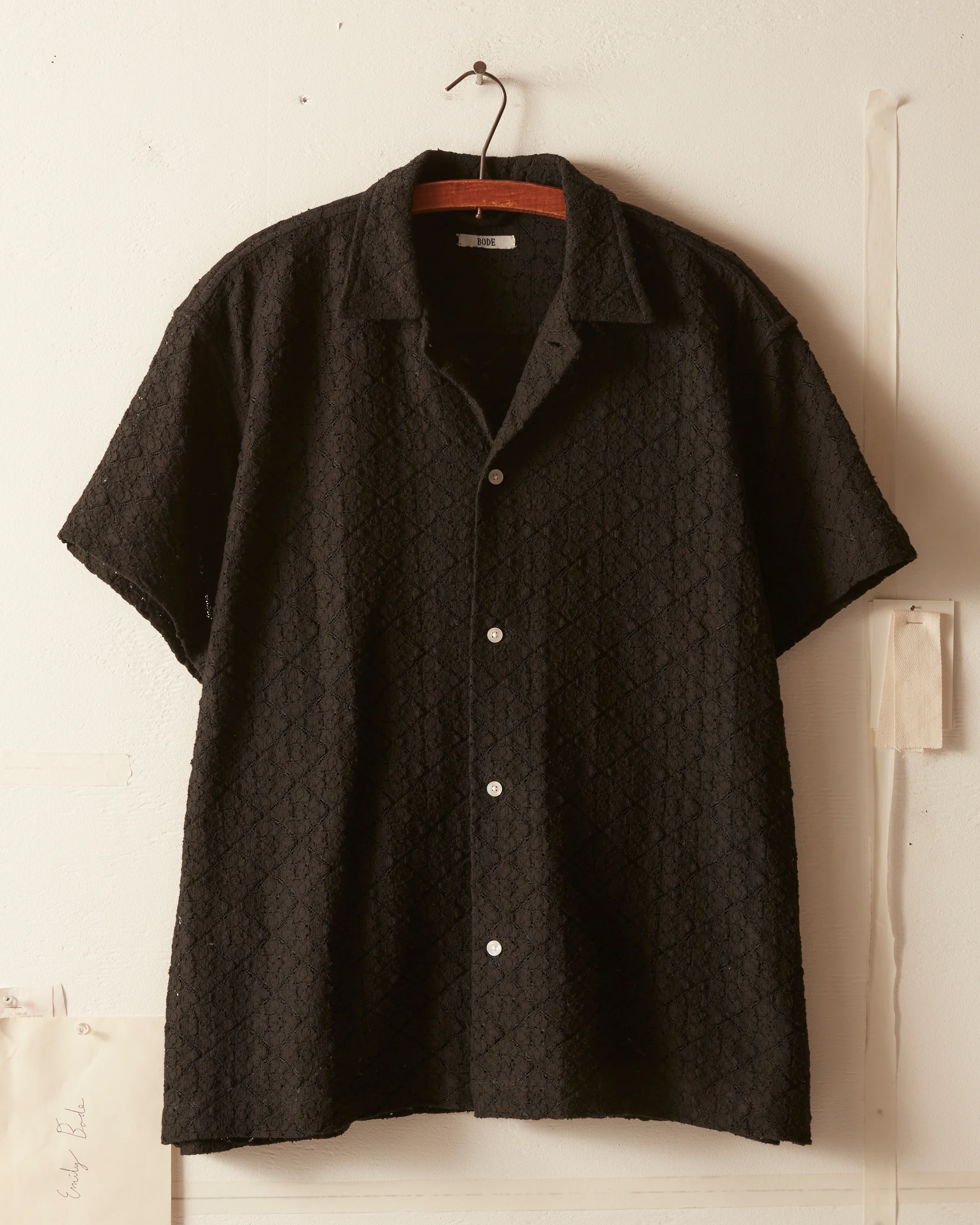 Tile Lace Short Sleeve Shirt - Black - Image 2