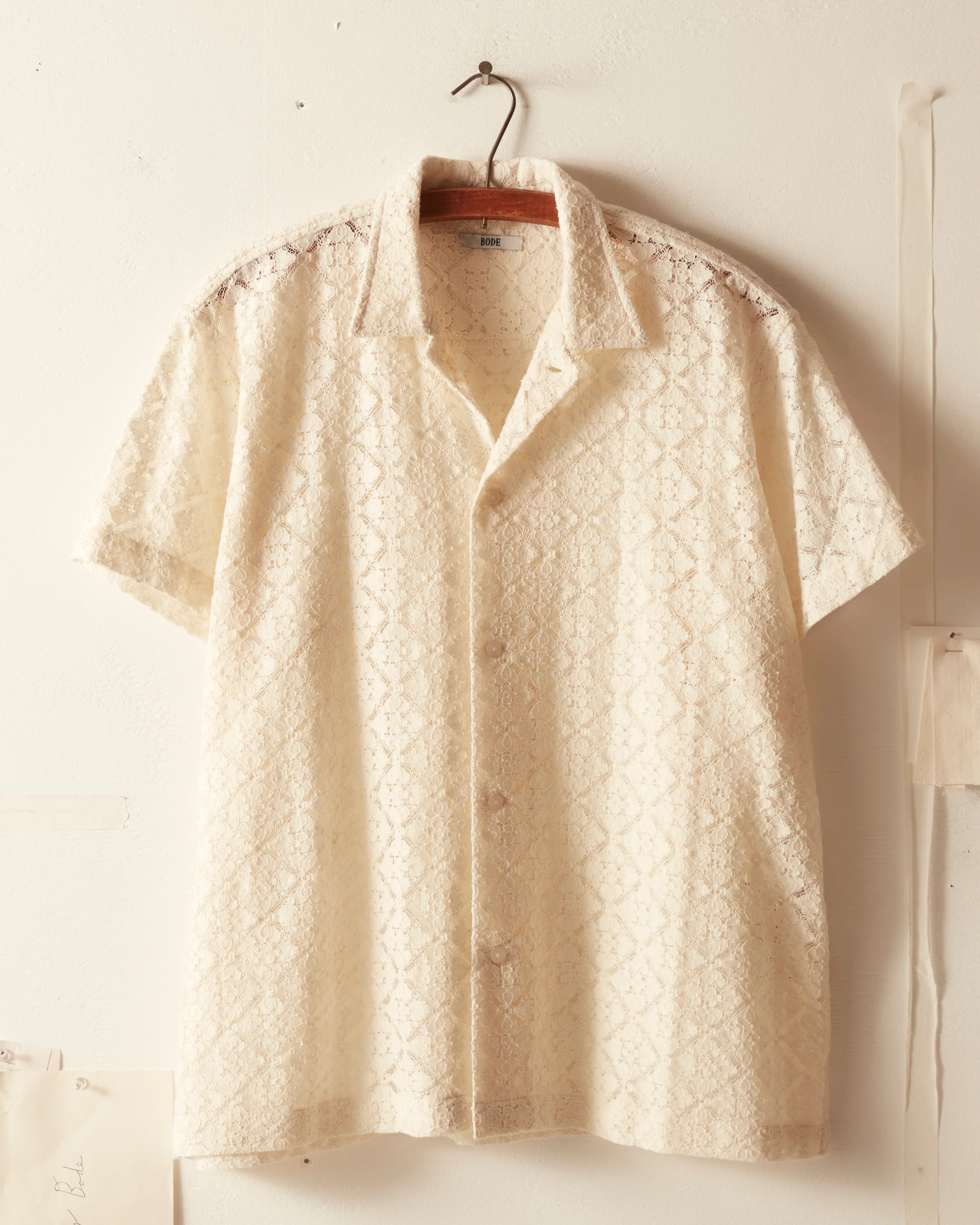 Tile Lace Short Sleeve Shirt - Ecru - Image 3