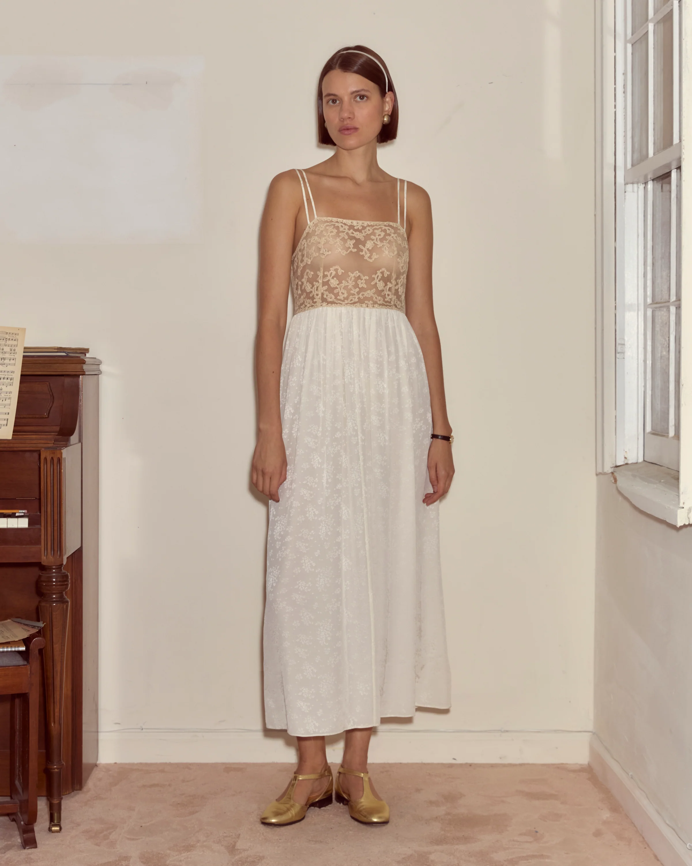 Trousseau Lace Slip Dress - Cream