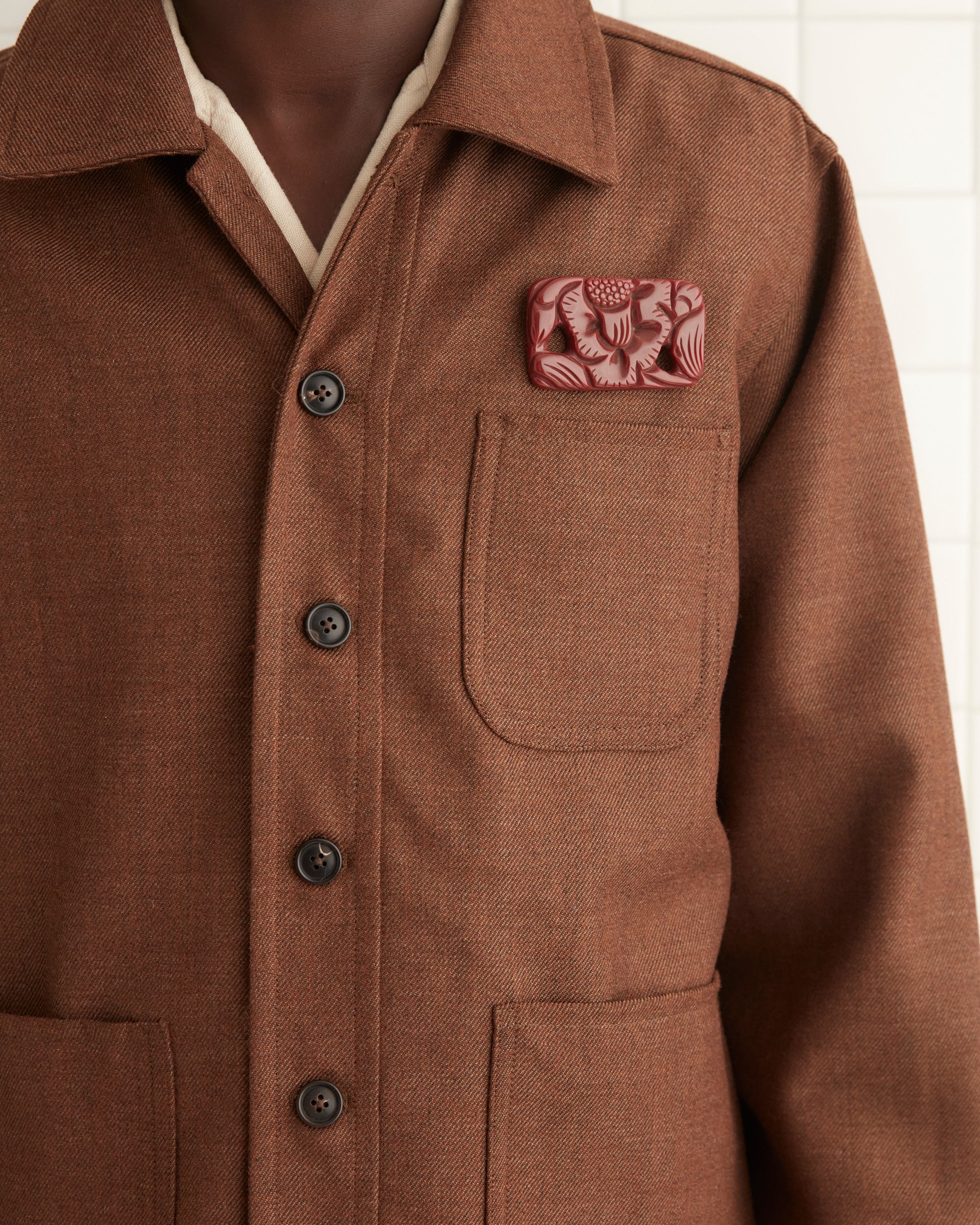 Twill Franck Jacket - Brown - Image 2