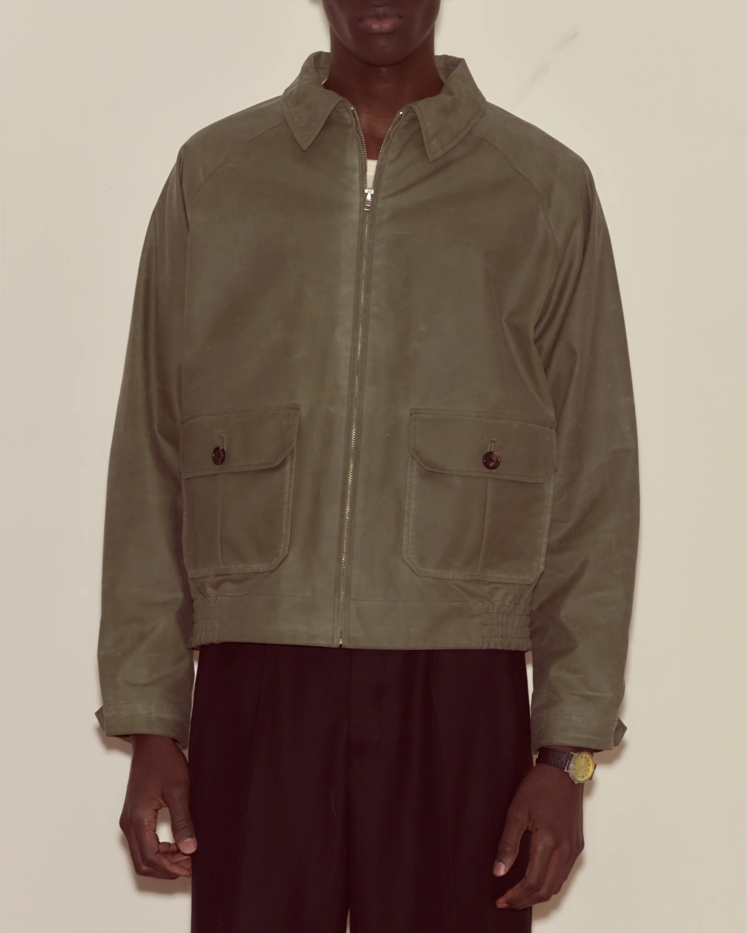 Waxed Coach's Jacket - Light Green - Image 2