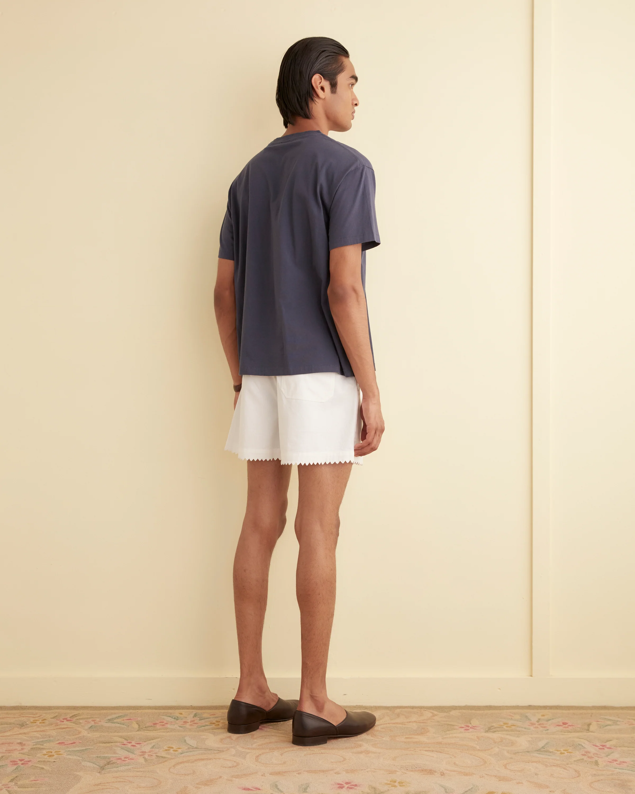 Zig-Zag Hem Shorts - White - Image 3